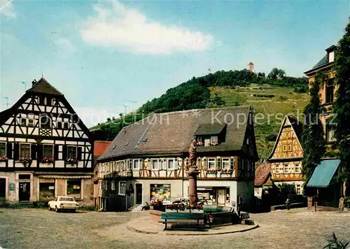 AK / Ansichtskarte Heppenheim Bergstrasse Markt Brunnen Fachwerkhaeuser Schlossberg Kat. Heppenheim (Bergstrasse)