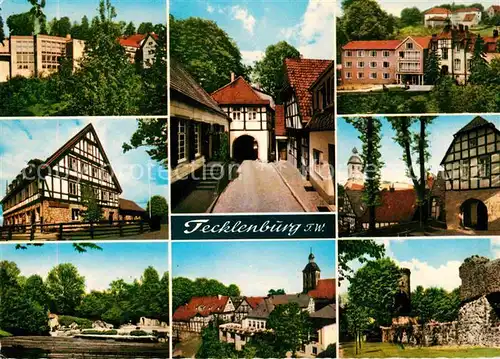 AK / Ansichtskarte Tecklenburg Teilansichten Altstadt Kirche Torbogen Fachwerkhaus Stadtmauer Burgruine Kat. Tecklenburg