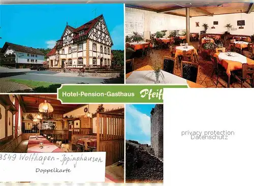 AK / Ansichtskarte Ippinghausen Hotel Pension Gasthaus Pfeifferling Gastraeume Burgruine Kat. Wolfhagen