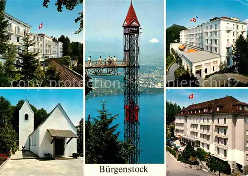 AK / Ansichtskarte Buergenstock Vierwaldstaettersee Hotels Kapelle Aufzug Kat. Buergenstock