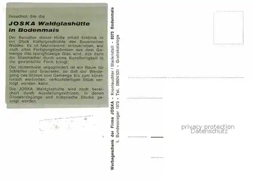 AK / Ansichtskarte Bodenmais Joska Waldglashuette Kat. Bodenmais