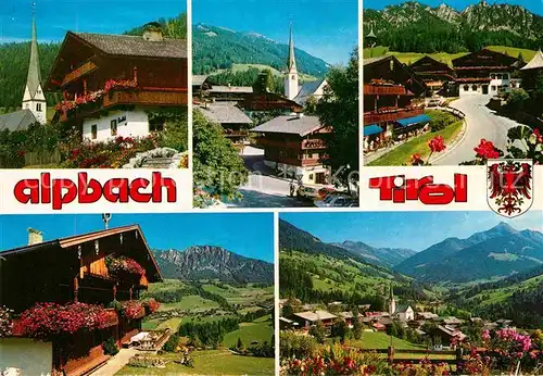 AK / Ansichtskarte Alpbach Ortsmotive mit Kirche Gesamtansicht mit Alpenpanorama Kat. Alpbach