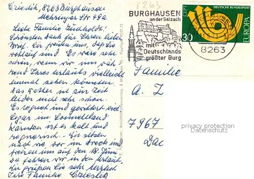 AK / Ansichtskarte Burghausen Salzach Stadtpanorama Woehrsee Uhrturm Beorgstor Kat. Burghausen