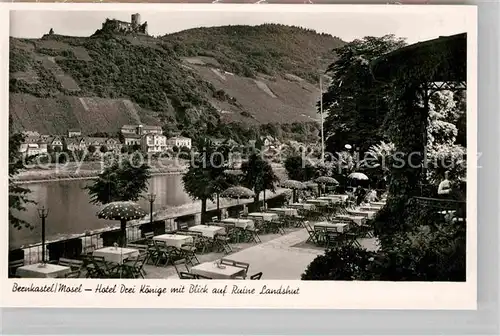 AK / Ansichtskarte Bernkastel Kues Hotel Drei Koenige mit Burgruine Landshut Kat. Bernkastel Kues