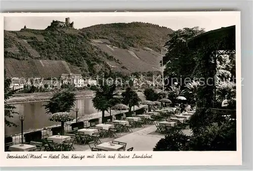 AK / Ansichtskarte Bernkastel Kues Hotel Drei Koenige mit Burgruine Landshut Kat. Bernkastel Kues