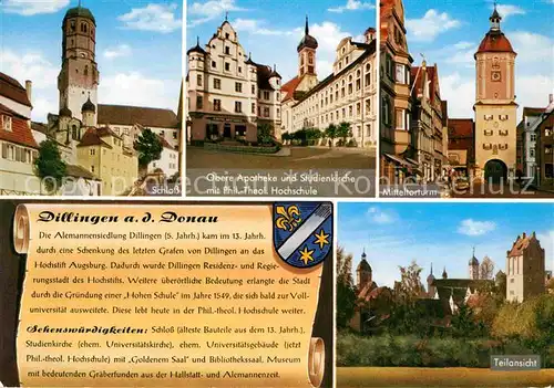 AK / Ansichtskarte Dillingen Donau Schloss Obere Apotheke Studienkirche Mitteltorturm  Kat. Dillingen a.d.Donau