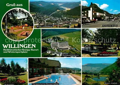 AK / Ansichtskarte Willingen Sauerland Korbacher Strasse Ettelsberg Kurpark Viadukt Hochsauerlandklinik Kat. Willingen (Upland)