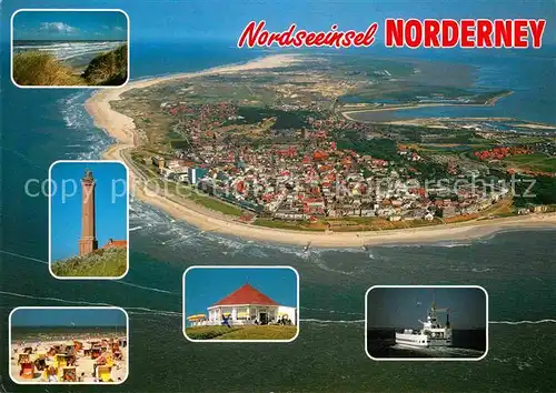 AK / Ansichtskarte Norderney Nordseebad Fliegeraufnahme mit Strand Leuchtturm Kat. Norderney