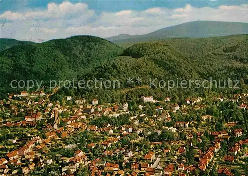 AK / Ansichtskarte Bad Harzburg Fliegeraufnahme mit Burgberg und Brocken Kat. Bad Harzburg
