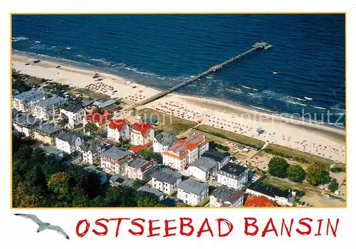 AK / Ansichtskarte Bansin Ostseebad Fliegeraufnahme mit Strand Kat. Heringsdorf