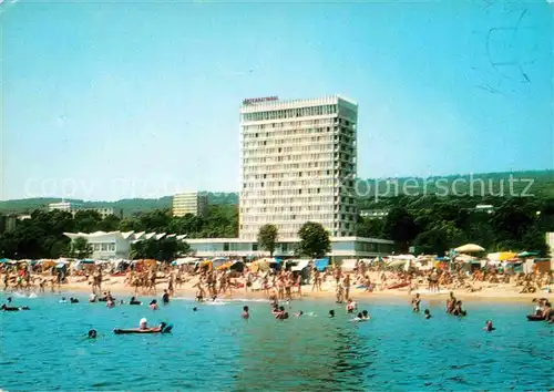 AK / Ansichtskarte Slatni Pjassazi Hotel International Strand Ansicht vom Meer aus