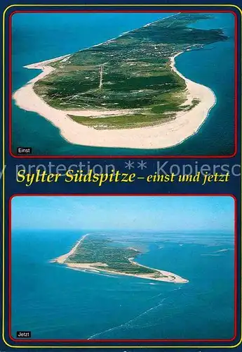 AK / Ansichtskarte Insel Sylt Suedspitze der Insel einst und jetzt Fliegeraufnahme Kat. Westerland