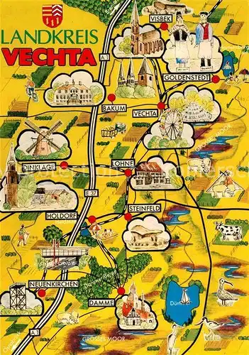 AK / Ansichtskarte Vechta Landkarte Landkreis Vechta Kat. Vechta