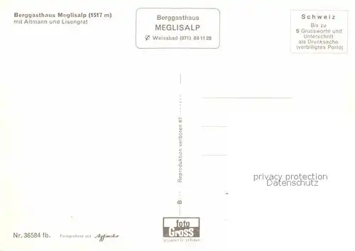 AK / Ansichtskarte Meglisalp Berggasthaus mit Altmann und Lisengrat Appenzeller Alpen Kat. Altmann