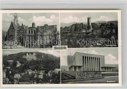 AK / Ansichtskarte Bielefeld Musikhalle Sparrenburg Stadttheater Rathaus Schuetzenhaus Kat. Bielefeld