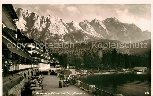 AK / Ansichtskarte Garmisch Partenkirchen Alpenhotel Eibsee mit Zugspitzmassiv Kat. Garmisch Partenkirchen