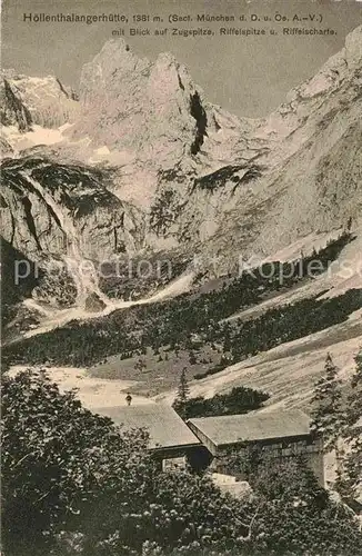 AK / Ansichtskarte Garmisch Partenkirchen Hoellenthalangerhuette mit Zugspitze Kat. Garmisch Partenkirchen