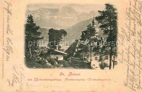 AK / Ansichtskarte Partenkirchen St Anton mit Wetterstein und Dreitorspitze Kat. Garmisch Partenkirchen