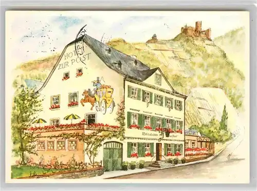 AK / Ansichtskarte Bernkastel Kues Hotel zur Post Weinstuben Kuenstlerkarte Kat. Bernkastel Kues