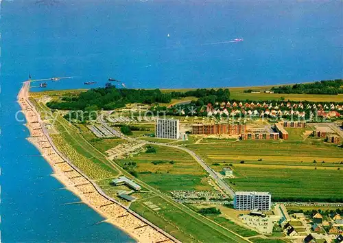 AK / Ansichtskarte Cuxhaven Doese Nordseebad Fliegeraufnahme Strand von Westen