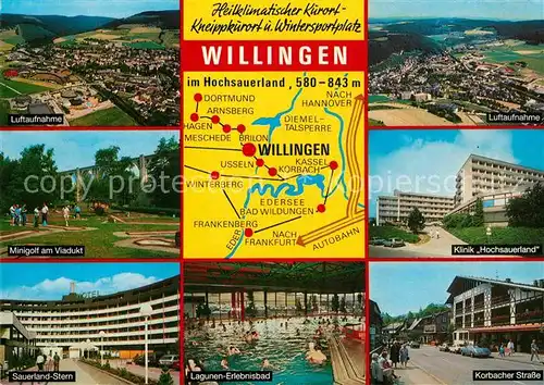 AK / Ansichtskarte Willingen Sauerland Klinik Hochsauerland Kurpark  Minigolf Lagunen Bad Kat. Willingen (Upland)
