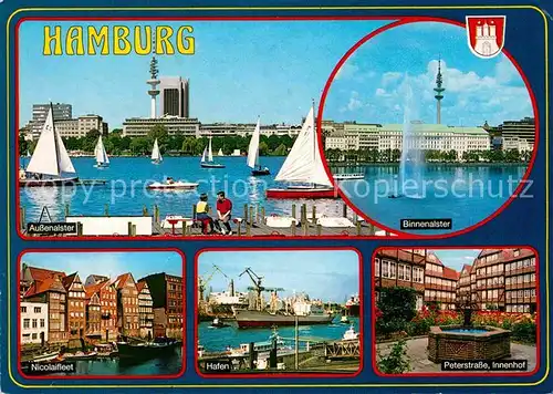 AK / Ansichtskarte Hamburg Aussenalster Binnenalster Peterstrasse Hafen Nicolaifleet Kat. Hamburg