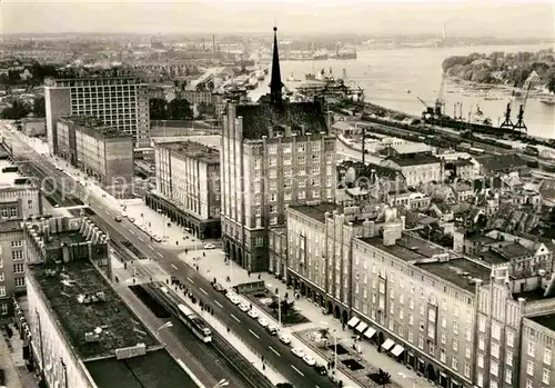 AK / Ansichtskarte Rostock Mecklenburg Vorpommern Blick vom Turm der Marienkirche auf Lange Strasse Kat. Rostock