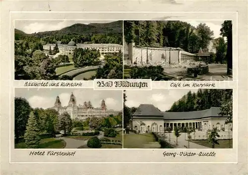AK / Ansichtskarte Bad Wildungen Badehotel Kurpark Hotel Fuerstenhof Georg Viktor Quelle Cafe  Kat. Bad Wildungen