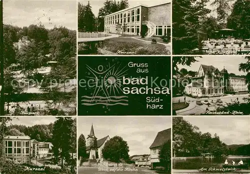 AK / Ansichtskarte Bad Sachsa Harz Reichsbund Heim Kurpark Kursaal Kirche Schwanenteich Kat. Bad Sachsa