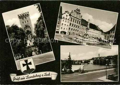 AK / Ansichtskarte Landsberg Lech Marktplatz Stadttor Bruecke Kat. Landsberg am Lech