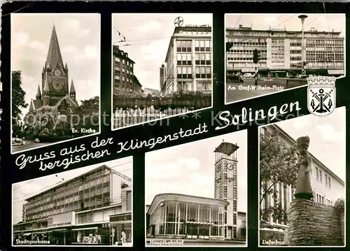 AK / Ansichtskarte Solingen Kirchstrasse Graf Wilhelm Platz Hauptbahnhof Kat. Solingen
