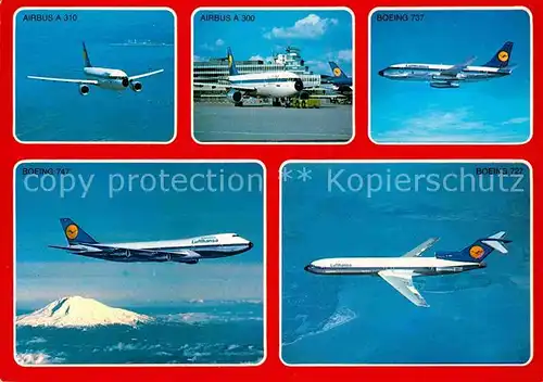 AK / Ansichtskarte Flugzeuge Zivil Airbus A 310 A 300 Boeing 737 747 727 Kat. Airplanes Avions