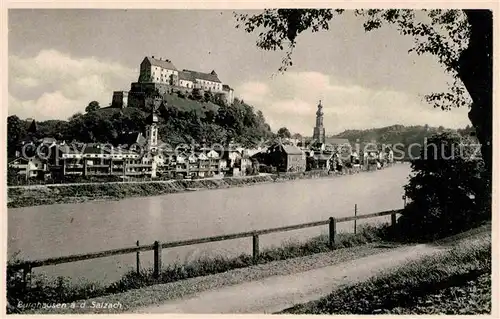 AK / Ansichtskarte Burghausen Salzach Partie an der Salzach Kat. Burghausen