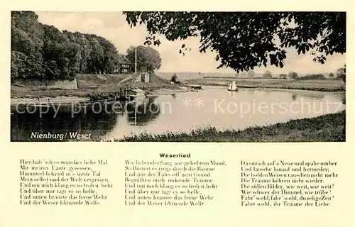 AK / Ansichtskarte Nienburg Weser Weserpartie mit Weserlied Kat. Nienburg (Weser)