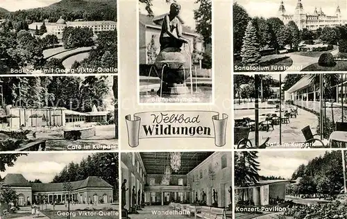 AK / Ansichtskarte Bad Wildungen Badehotel Sanatorium Fuerstenhof Kurpark Wandelhalle Kat. Bad Wildungen