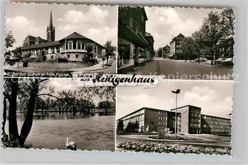 AK / Ansichtskarte Heiligenhaus Mettmann Bertus Schule kath Kirche Stadtmitte Stausee AEG WErk