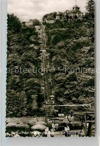 AK / Ansichtskarte Burg Wupper Sesselbahn mit Schloss Burg Kat. Solingen