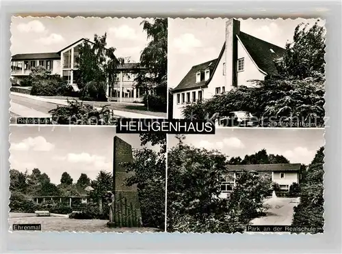 AK / Ansichtskarte Heiligenhaus Mettmann Realschule Jugendfreizeitheim Ehrenmal Realschule Park