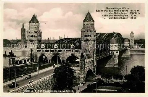 AK / Ansichtskarte Koeln Rhein Hohenzollernbruecke Suedseite Kat. Koeln