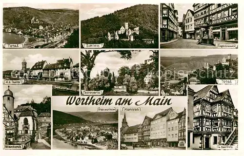 AK / Ansichtskarte Wertheim Main Schloss Engelsbrunnen Tauber Kilianskapelle Kreuzwertheim 4 Gekroente Kat. Wertheim