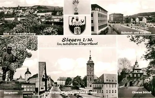 AK / Ansichtskarte Siegen Westfalen Blick vom Fischbacherberg Schloss Bergmann Kat. Siegen