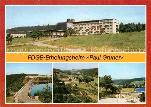 AK / Ansichtskarte Rauschenbach Caemmerswalde FDGB Erholungsheim Paul Gruner Talsperre Sperrmauer Landschaftspanorama Kat. Neuhausen Erzgebirge