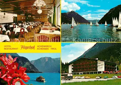 AK / Ansichtskarte Achenkirch Achensee Hotel Jaegerhof Segelboote 