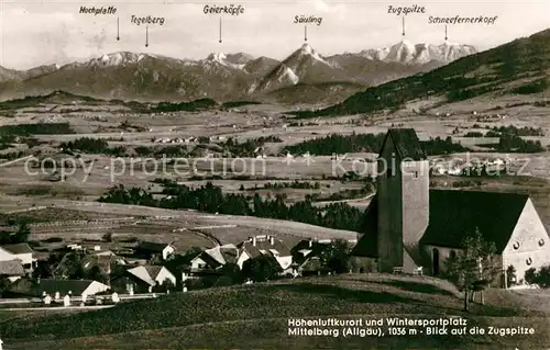 AK / Ansichtskarte Mittelberg Oy Kirche Zugspitze  Kat. Oy Mittelberg