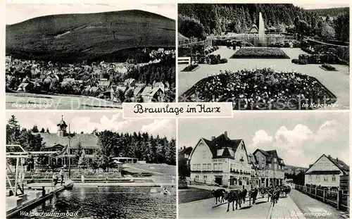 AK / Ansichtskarte Braunlage Gesamtansicht Waldschwimmbad Damenkapelle Kurgarten Kat. Braunlage Harz