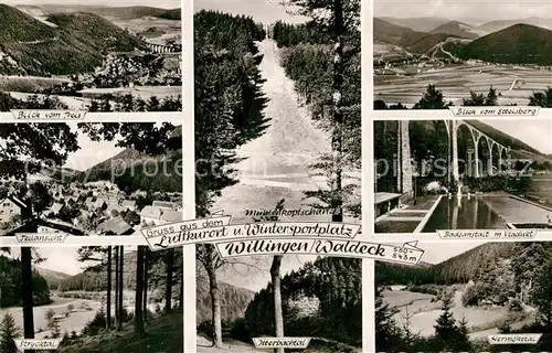 AK / Ansichtskarte Willingen Sauerland Blick vom Preis Teilansicht Strycktal Badeanstalt Viadukt Kat. Willingen (Upland)