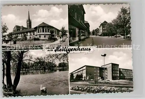 AK / Ansichtskarte Heiligenhaus Mettmann Bertus Schule Kath Kirche Stadtmitte Stausee AEG Werk