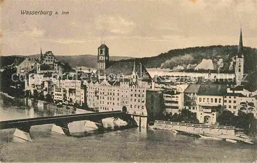 AK / Ansichtskarte Wasserburg Inn Innbruecke Bruecktor Panorama Kat. Wasserburg a.Inn