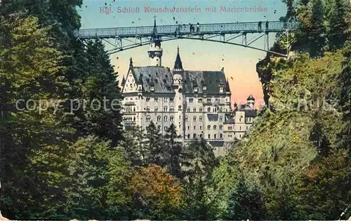 AK / Ansichtskarte Hohenschwangau Schloss Neuschwanstein mit Marienbruecke Kat. Schwangau