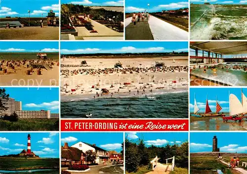 AK / Ansichtskarte St Peter Ording Strand Leuchtturm  Kat. Sankt Peter Ording